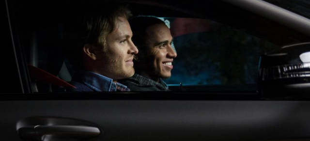 Neuer AMG TV-Spot: Mercedes A45 AMG mit Nico Rosberg und Lewis Hamilton : Fotos von den Filmaufnahmen 