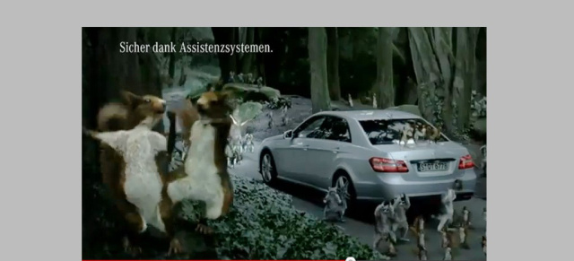 Lustiges Mercedes E-Klasse Video: "Staying Alive": Mit Charme und Witz bewirbt Mercedes seine Assistenzsysteme für mehr Fahrsicherheit