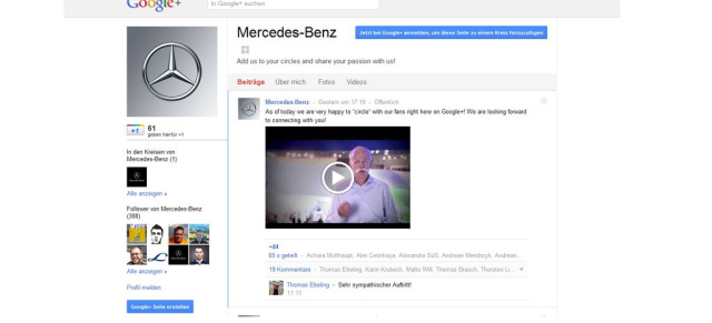 Mercedes-Benz bei Google+:: Mercedes-Benz baut sein Engagement in den sozialen Netzwerken weiter aus