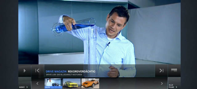 Diese Woche auf Mercedes-Benz.tv: Die neuen BlueDIRECT-Motoren von Mercedes; Coulthard testet den SLS AMG E-Cell; Rückblick auf den C 111