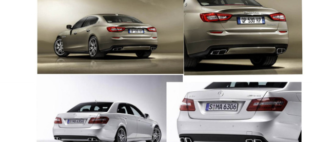 Italian Star-Styling: Wem kommt das Heck des neuen Maserati Quattroporte bekannt vor? : Ähnlichkeiten zum Mercedes E63 AMG sind unübersehbar